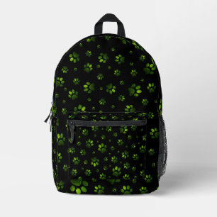 Paws print sparkle dark green glitter, Printed Backpack