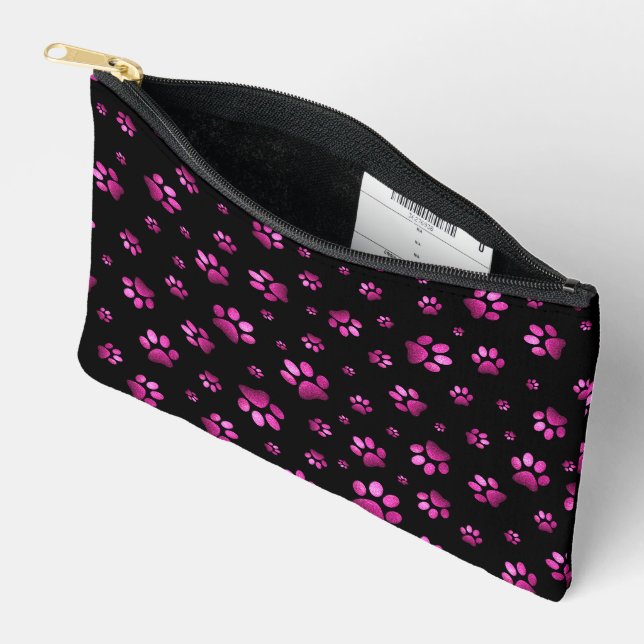  Paws print sparkle pink glitter, Accessory Pouch (Open)