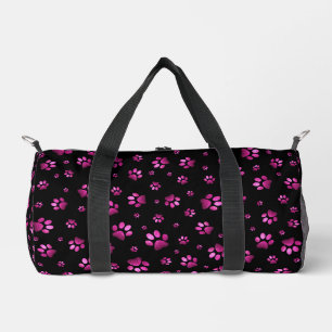  Paws print sparkle pink glitter, Duffle Bag