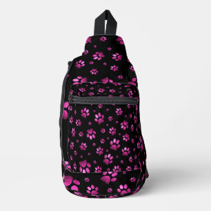 Paws print sparkle pink glitter, Sling Bag