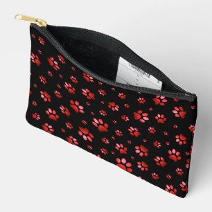  Paws print sparkle red glitter, Accessory Pouch