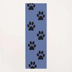 Paws prints yoga mat black and blue