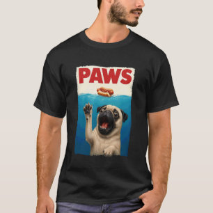 Paws Pug Hot Dog Funny Underwater Pug Reaching for T-Shirt