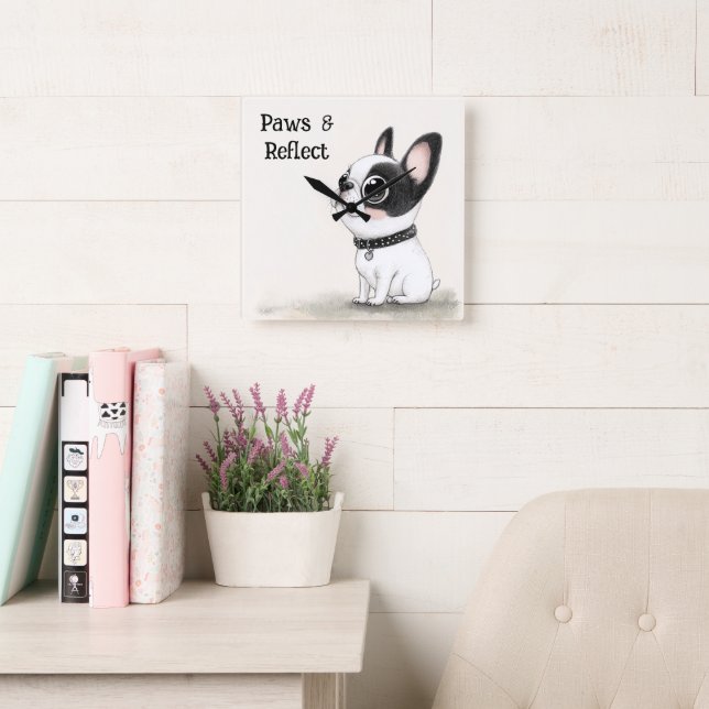Paws & Reflect French Bulldog Wall Clock (Reading Room)