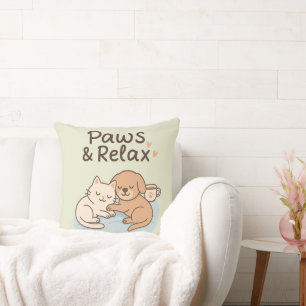 Paws & Relax – Cute Cosy Dog and Cat Pillow Design