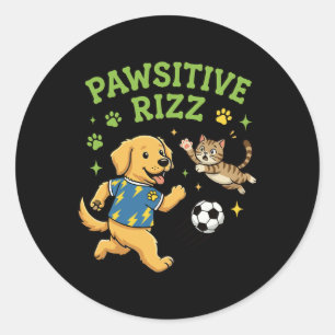 Paws Rizz Dog Cat Soccer Funny Animal Sports Meme  Classic Round Sticker