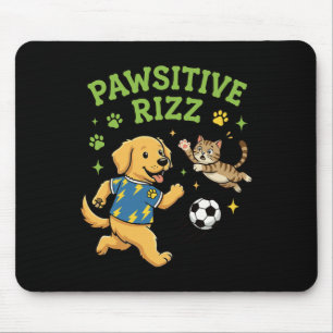 Paws Rizz Dog Cat Soccer Funny Animal Sports Meme Mouse Pad
