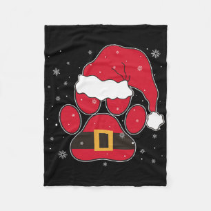 Paws Santa Hat Dog Cat Paw Christmas Pet Lover Fleece Blanket