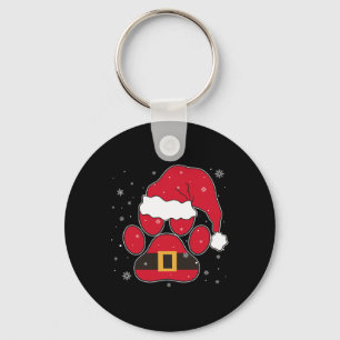 Paws Santa Hat Dog Cat Paw Christmas Pet Lover Key Ring