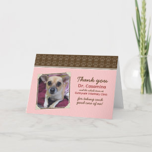 Paws Thank You Card for the Vet (pink/brown)