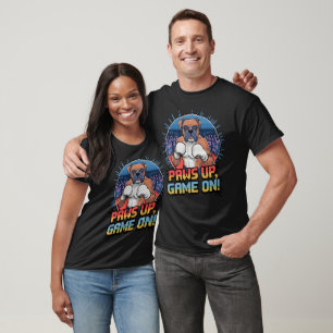 Paws Up, Game On! - Boxer Dog Boxing Arcade T-Shirt