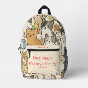 Paws, Wings & Whiskers Printed Backpack
