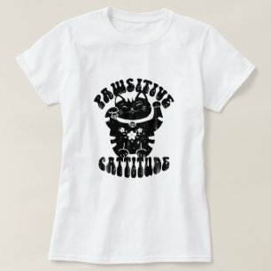 Pawsitive Cattitude Lucky Cat Maneki Neko Positivi T-Shirt