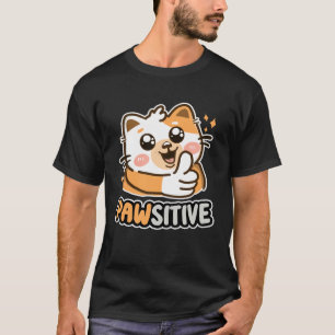 Pawsitive Cute Cat Thumbs Up Kitten T-Shirt