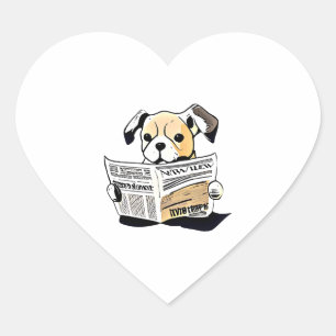 Pawsitive News Dog Reading Newspaper T-Shirt Heart Sticker