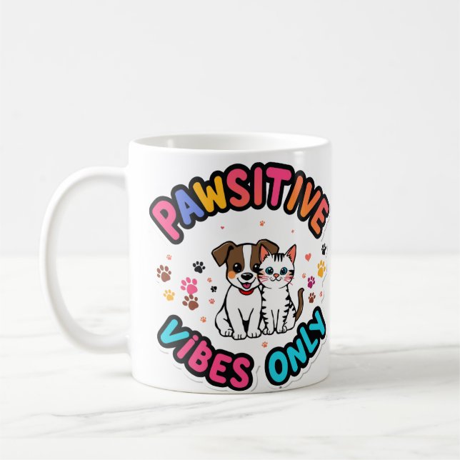 Pawsitive Vibes Only Coffee Mug (Left)