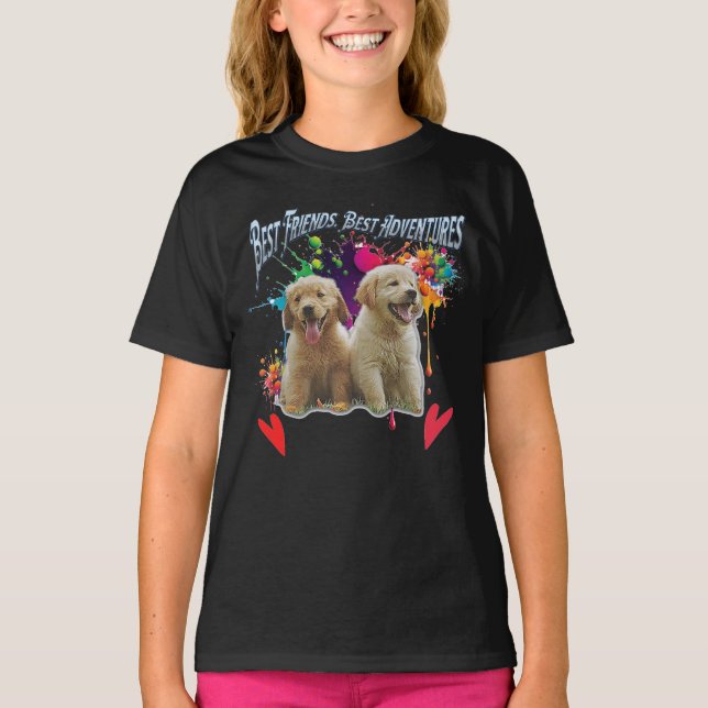Pawsitive Vibes Only: Two Pups, Endless Adventures T-Shirt (Front)