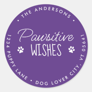Pawsitive Wishes Christmas Pets Dog Return Address Classic Round Sticker