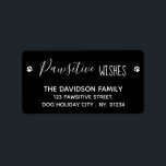Pawsitive Wishes Cute Pet Dog Black Christmas Label<br><div class="desc">Send holiday greetings with this modern and trendy Positive Wishes in a trendy black design address labels. 
Personalise with family name,  and address. Visit our collection for matching cards and accessories.
COPYRIGHT © 2020 Judy Burrows,  Black Dog Art - All Rights Reserved</div>