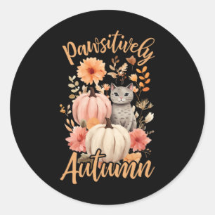 Pawsitively Autumn Cottagecore Cats Fall Halloween Classic Round Sticker