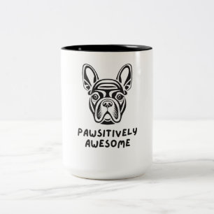 Pawsitively Awesome Bulldog Two-Tone Coffee Mug