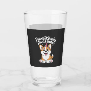 Pawsitively Awesome Corgi Birthday Dog Shirt Glass