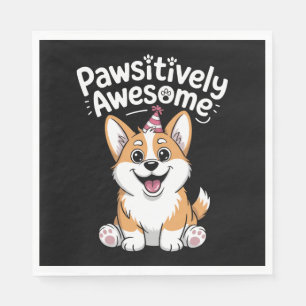 Pawsitively Awesome Corgi Birthday Dog Shirt Napkin