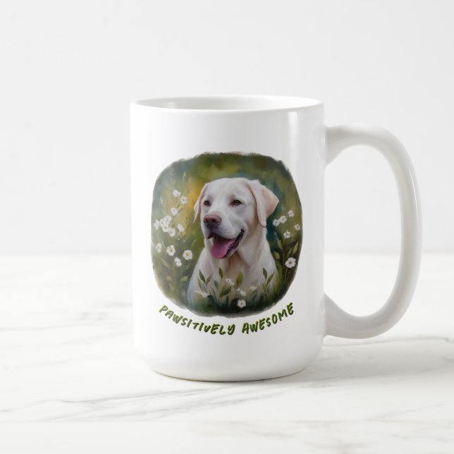 Pawsitively Awesome White Labrador Mug (Right)
