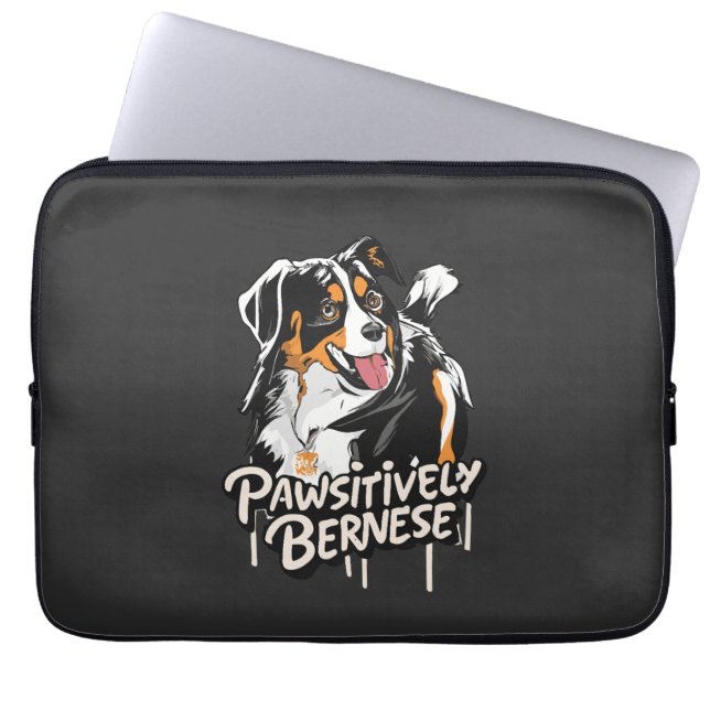 Pawsitively Bernese Graffiti - Bernese Dog Lovers Laptop Sleeve (Front)