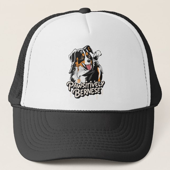Pawsitively Bernese Graffiti - Bernese Dog Lovers Trucker Hat (Front)