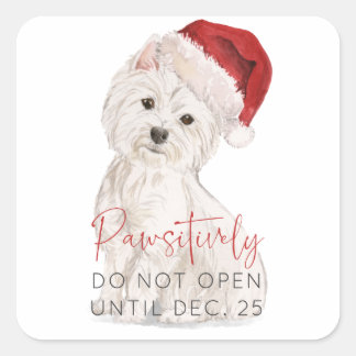 PAWSITIVELY Do Not Open Santa Dog Christmas Gift Square Sticker