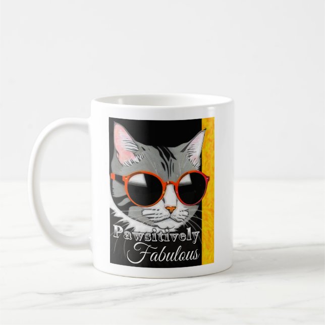 Pawsitively Fabulous Cat Coffee Mug (Left)
