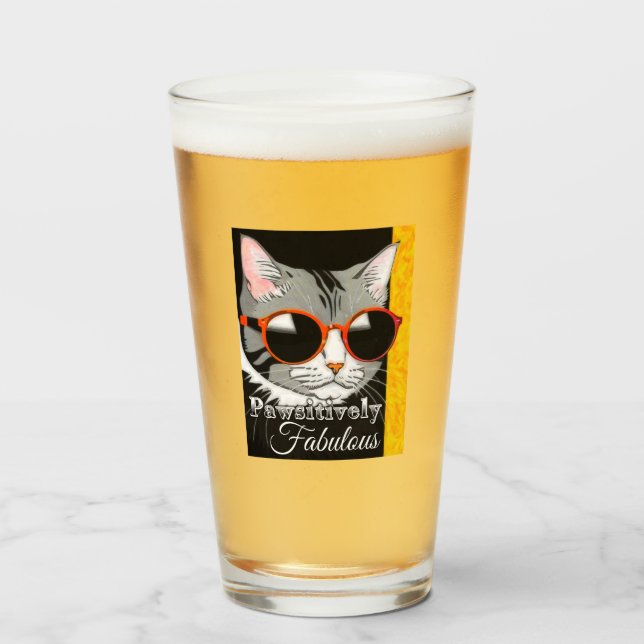 Pawsitively Fabulous Cat Glass (Front Filled)