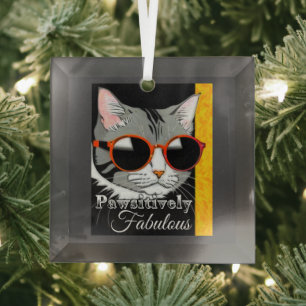 Pawsitively Fabulous Cat Glass Tree Decoration