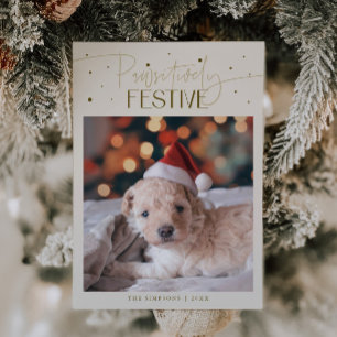 Pawsitively Festive Dog Photo Cream Christmas Holiday Card