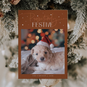 Pawsitively Festive Dog Photo Terracotta Holiday Card