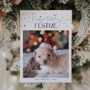 Pawsitively Festive Dog Photo White Christmas Holiday Card