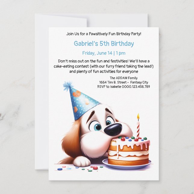 Pawsitively Fun Birthday Party Invitation (Front)