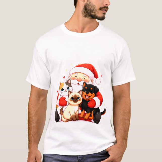 Pawsitively Huggable: Santa’s Snuggle Squad T-Shirt (Front)