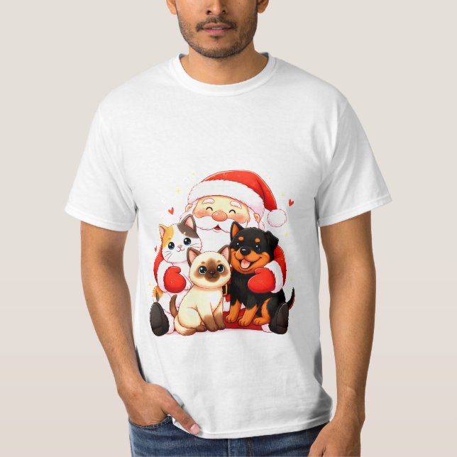 Pawsitively Huggable: Santa’s Snuggle Squad T-Shirt (Front)