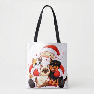 Pawsitively Huggable: Santa’s Snuggle Squad Tote Bag