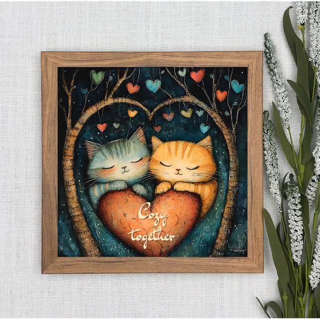 Pawsitively in Love Cosy Together Poster Wall Art  (Creator Uploaded)