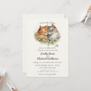 Pawsitively in Love Romantic Cat Couple Wedding Invitation