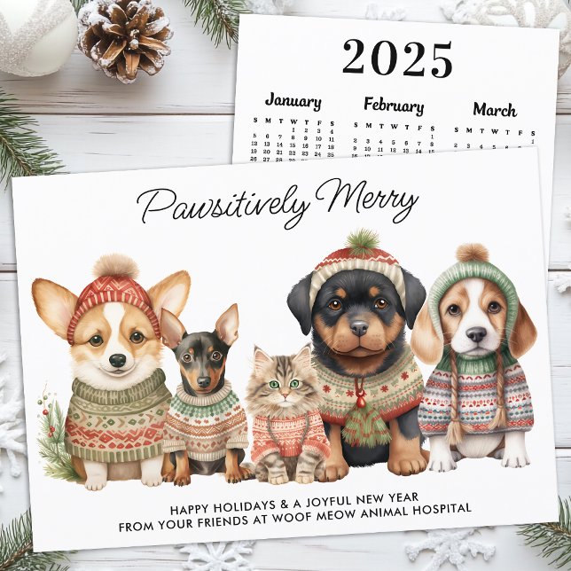 Pawsitively Merry Christmas 2025 Calendar Dog Pet  Holiday Card (Creator Uploaded)