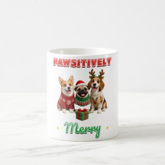 Pawsitively Merry Christmas Sweater Dogs Mug