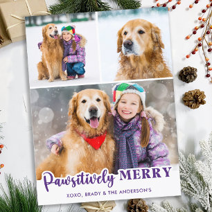 Pawsitively Merry Custom Pet Dog Photo Collage Holiday Postcard