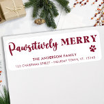 Pawsitively Merry Custom Pet Paw Return Address  Return Address Label<br><div class="desc">Introducing our new 'Pawsitively Merry' return address label, perfect for the holiday season! The modern and cute design features a series of paw prints, making it a must-have for any dog or cat lover. The simple design ensures that it can be used for any occasion, and not just during Christmas....</div>