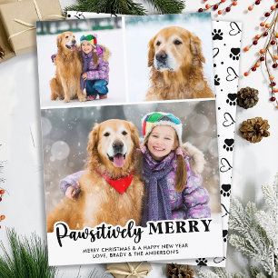 Pawsitively Merry Personalised 3 Photo Dog Lover Holiday Card