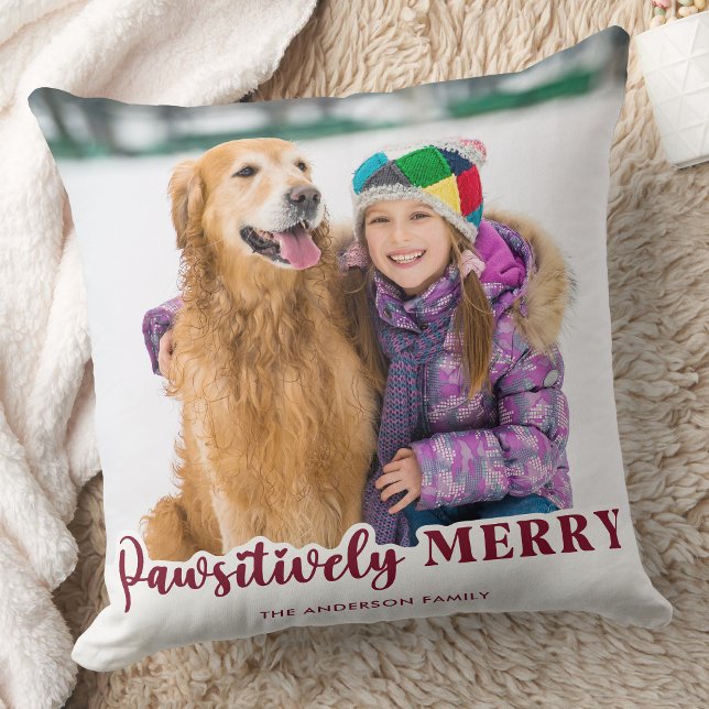 Pawsitively Merry Personalised Pet Photo Christmas Cushion (Creator Uploaded)