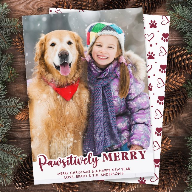 Pawsitively Merry Personalised Pet Photo Dog Lover Holiday Card (Creator Uploaded)